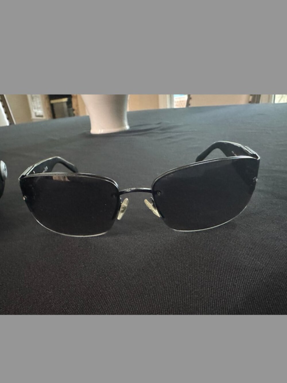 Chanel Black CC Rhinestone Shield Sunglasses - Picture 3 of 5
